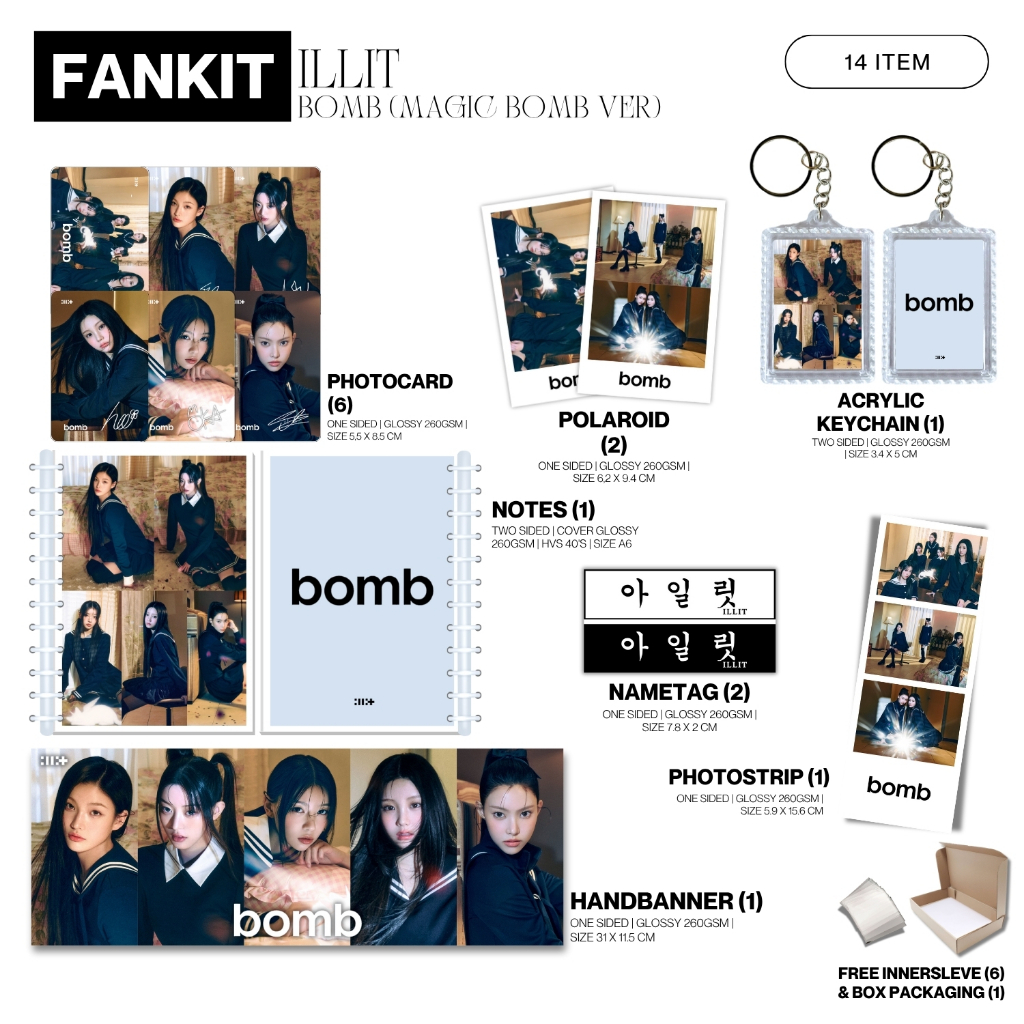 FANKIT ILLIT BOMB 14 รายการ KPOP UNOFFICIAL IROHA MINJU MOKA WHANEE YUNAH