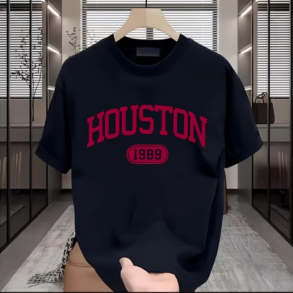 1989 HOUSTON TEXAS DTF เสื้อยืดพิมพ์ลาย Houston Nothing Impossible 1989 Basic Adult T-shirt (ผู้ชายแ