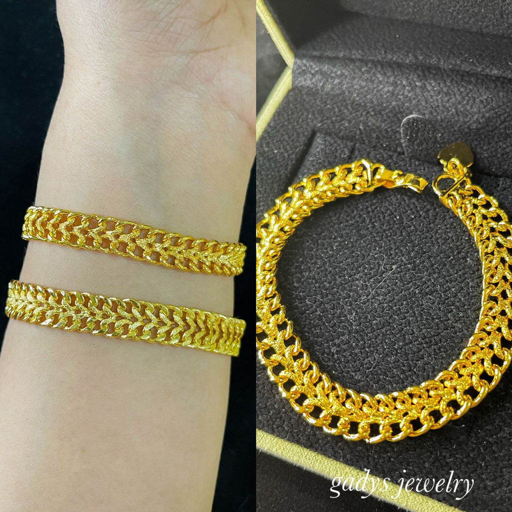 REPLIKA 22 Plated 24krt Crum Gold Bracelet 18gram Light Gold Replica Premium Gold Womens Ring