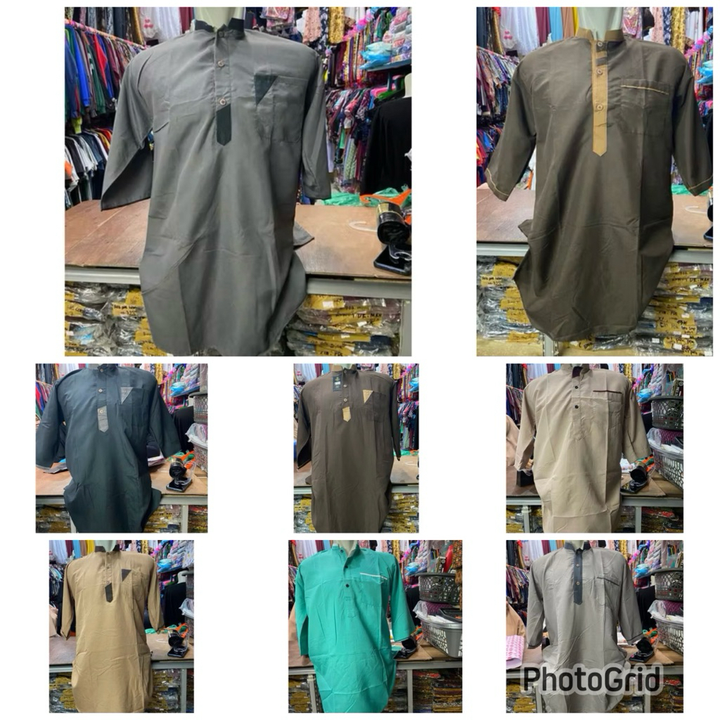 7/8 sleeve koko kurta shirt / 7/8 sleeve taqa shirt / koko shirt / taqwa baku / mens koko shirt / เส