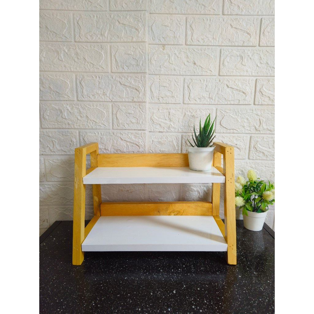 WOODEN SPICE RACK/2-TIER KITCHEN RACK