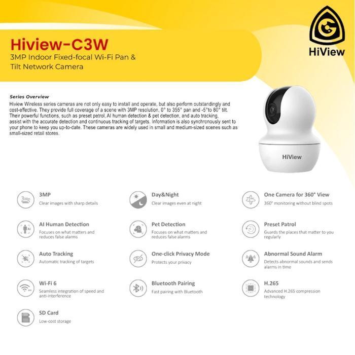 App dmss กล้องวงจรปิด HIVIEW C3W 3MP ความละเอียดสูง 2-WAY AUDIO PAN TILT INDOOR WIFI สมาร์ท IPCam IP