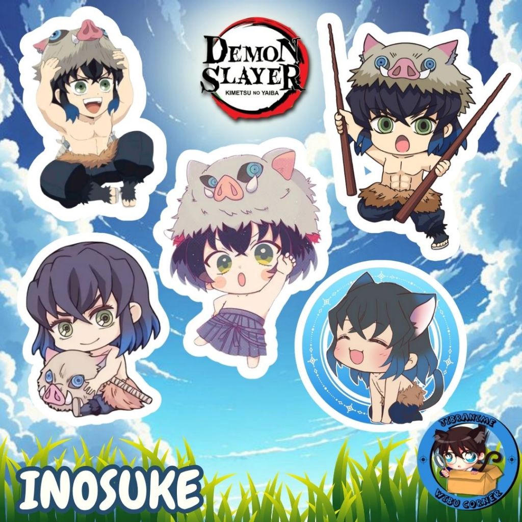 GANTUNGAN INOSUKE KEYCHAIN / PLUSHIE KEYCHAIN AND KIMETSU NO YAIBA ANIME MINI DOLL