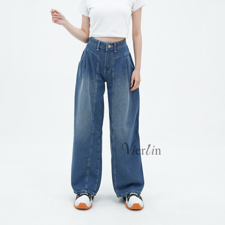 VIERLIN - กางเกงยีนส์ 7177 - HIGHWATIS BAGGY JEANS