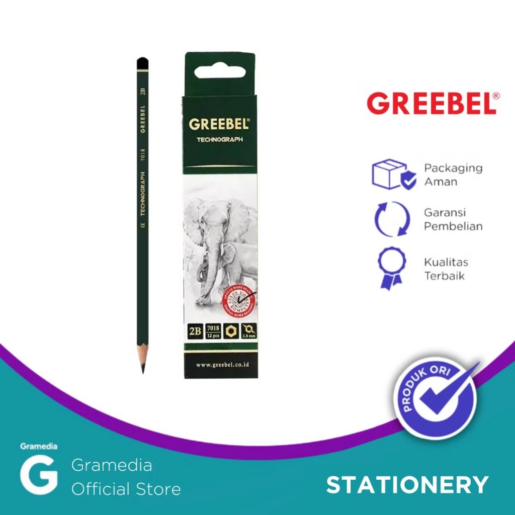 Gramedia Karawaci - Greebel 7018 Pencil 2B (12 ชิ้น/เซ็ต) Crd