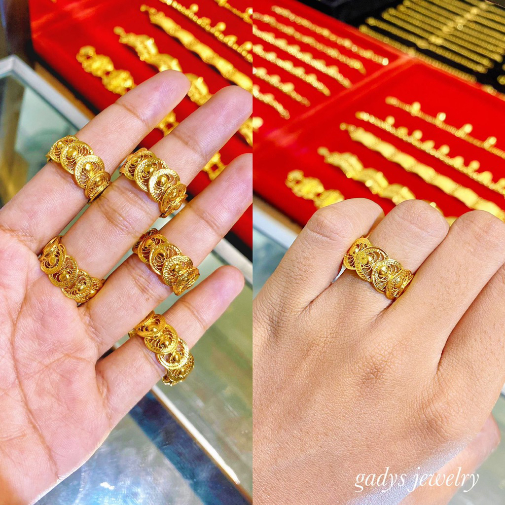 REPLIKA Borobudur ring 24krt Gold Plated Crum Light Gold 8 กรัม Premium Gold Replica แหวนผู้หญิง