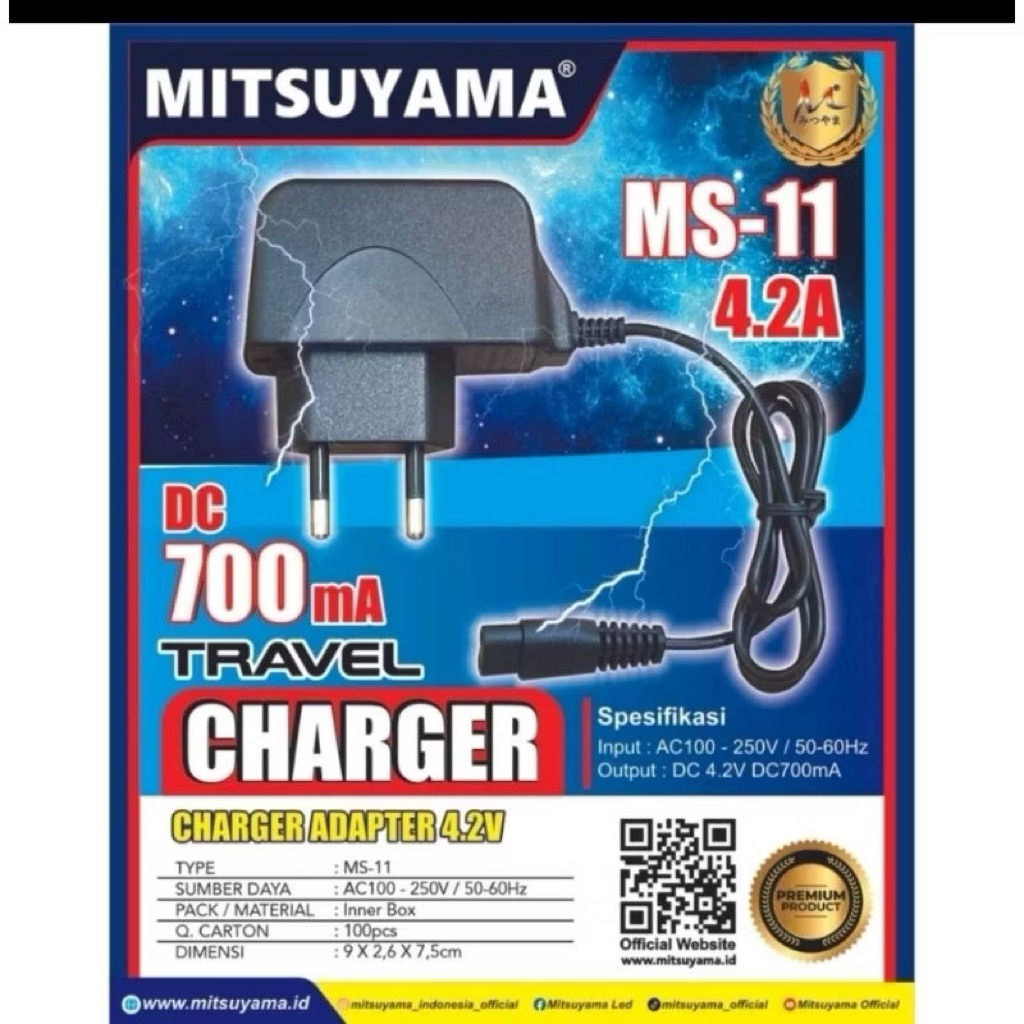 MS 12 Headlamp Charger Adapter Travel Adapter DC 700mA Mitsuyama MS-12