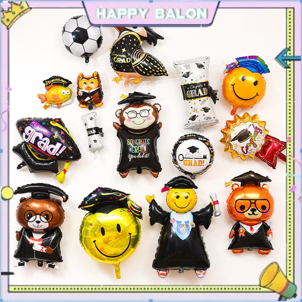 ลูกโป่งฟอยล์รูปตัวละคร Graduation Edition Owl Bear Penguin Jumbo Toga Letter Smyle