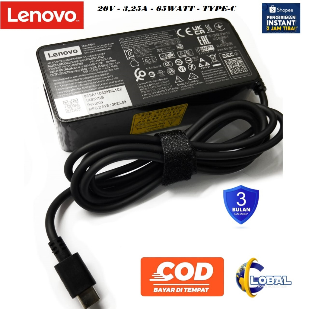 LENOVO Original Logitech 65W Usb Type C อะแดปเตอร์ชาร์จ Thinkpad T490 E580 E490 E490s E590 E595 T580