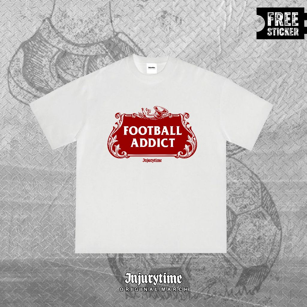 TSHIRT FOOTBALL ADDICT NEVER FORGET BLACK WHITE 24S เสื้อกีฬาลําลองสําหรับผู้ชายและผู้หญิง