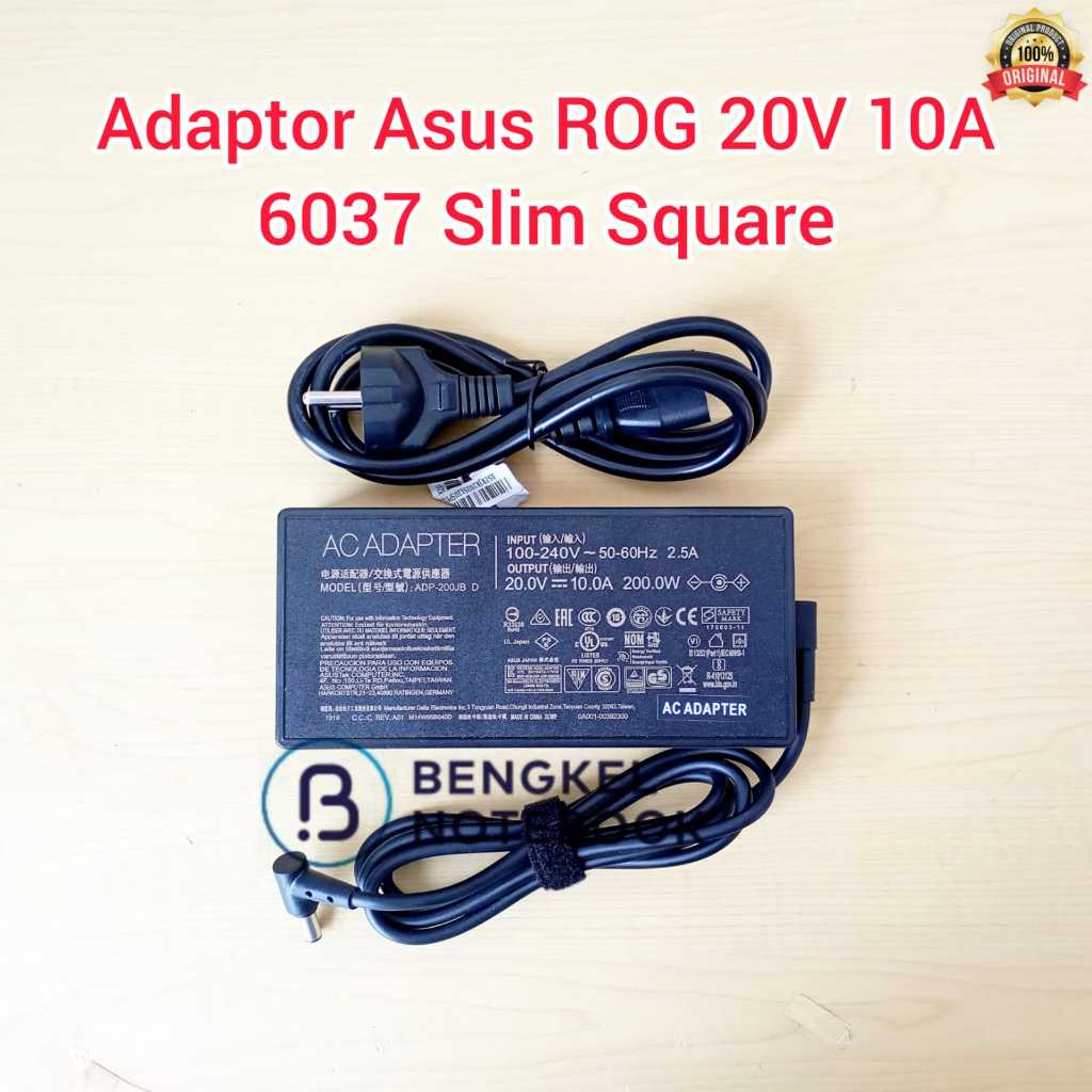 Asus ROG 20V 10A 20Volt 10Ampere 6.0X3.7 6037 Slim Square Slim Charger Adapter Box Asus ROG G513 G51