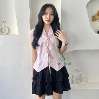 Blaire Kemeja Vest Atasan Wanita Stripe By SYIIFA_ID