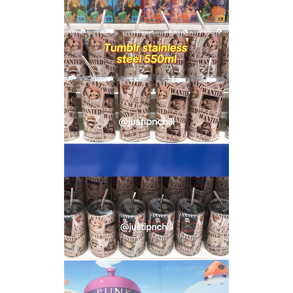 Miniso One Piece Tumblr Stainless Steel 550ml, Tumblr พลาสติก 1250ml, ถ้วยแก้ว, Tumblr สีขาว