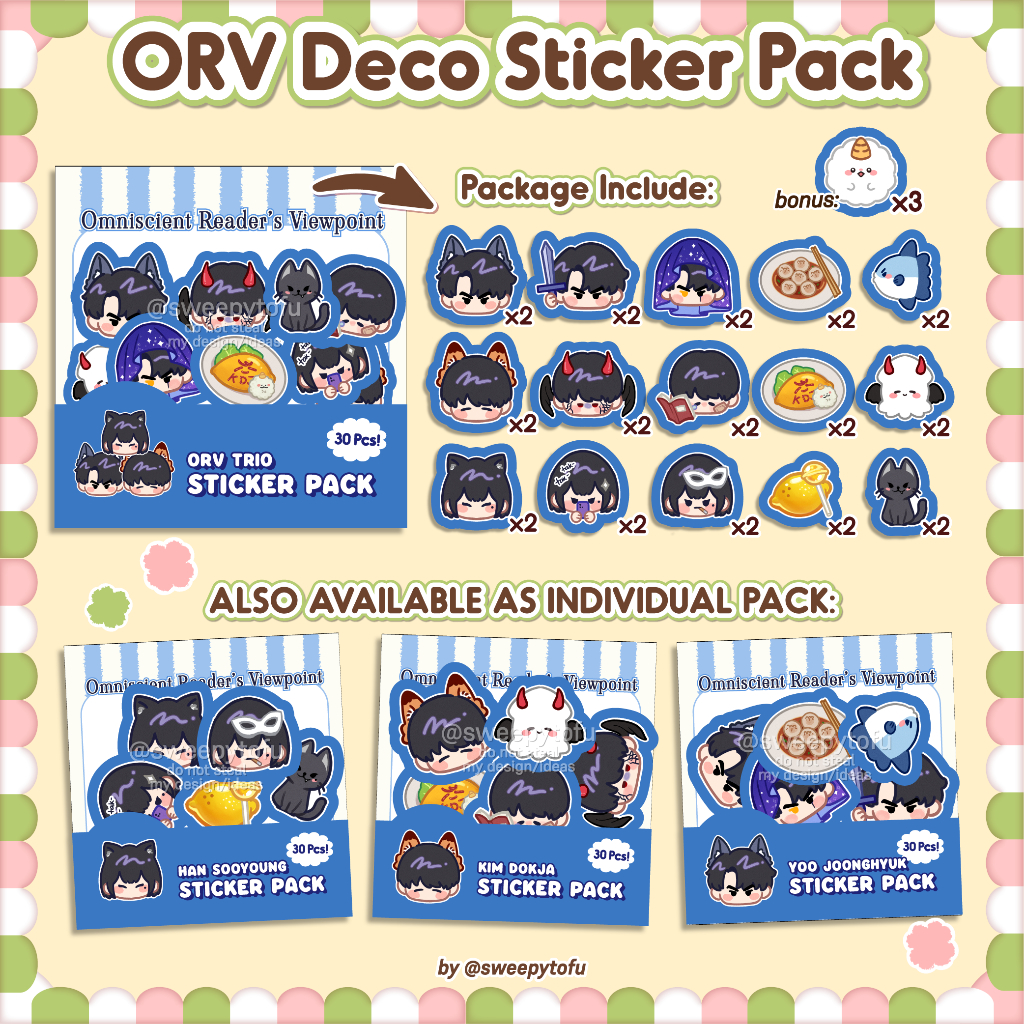 ORV Deco Sticker Pack ชุด 30 ชิ้น Omniscien readers viewpoint Kim dokja Yoo joonghyuk Han sooyoung