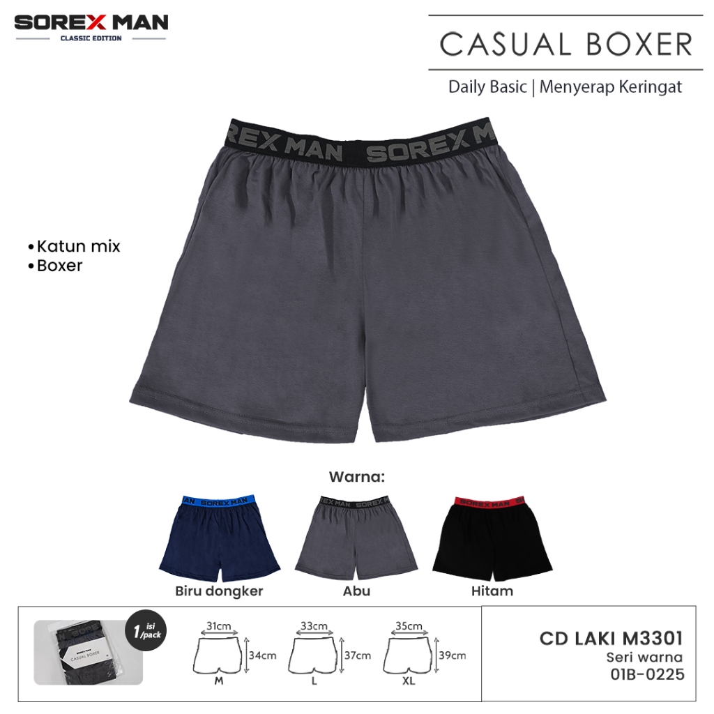 3 ชุดชั้นในชาย - M 3301 - SOREX MEN BOXERS - SET OF 3 - ซีดีสําหรับผู้ใหญ่ผู้ชาย - ซีดีวัยรุ่น