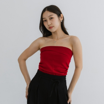 Heirluxjoy - Yora Tube Top Womens Top สีดําสีขาวสีแดง