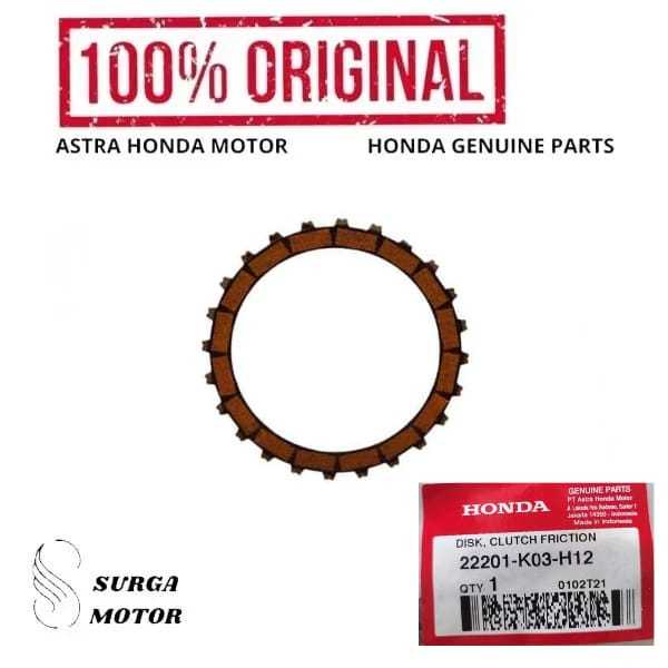 Revo FI แผ่นคลัทช์รถจักรยานยนต์ 22201K03H12 22201-K03-H12 เดิม Honda AM HGP แผ่นคลัทช์