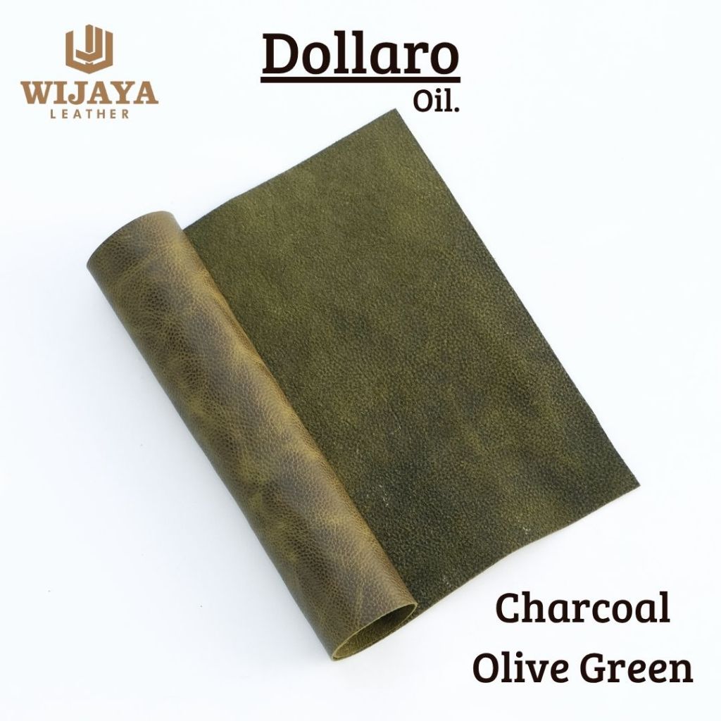 หนังวัว/หนังวัว Dollaro Oil Charcoal Olive Green Panel ขนาด A3 & A4 ความหนา 1.3 มม.-1.5 มม. ปก Journ