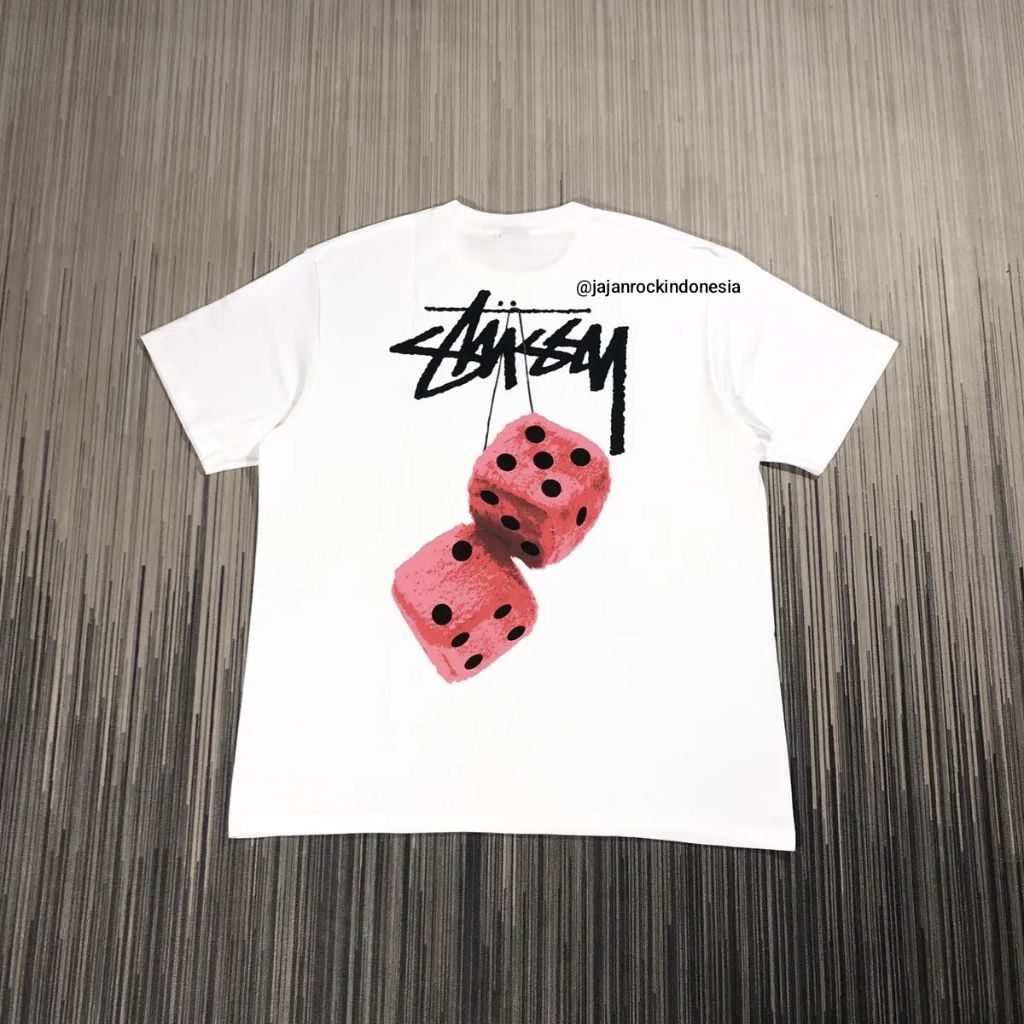 ST*SSY FUZZY DICE WHITEE TEE