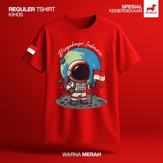 CYFCLO Baju Kaos T Shirt Kemerdekaan Indonesia Anti Gerah, Anti Nerawang | KIH05-Astronot Indonesia