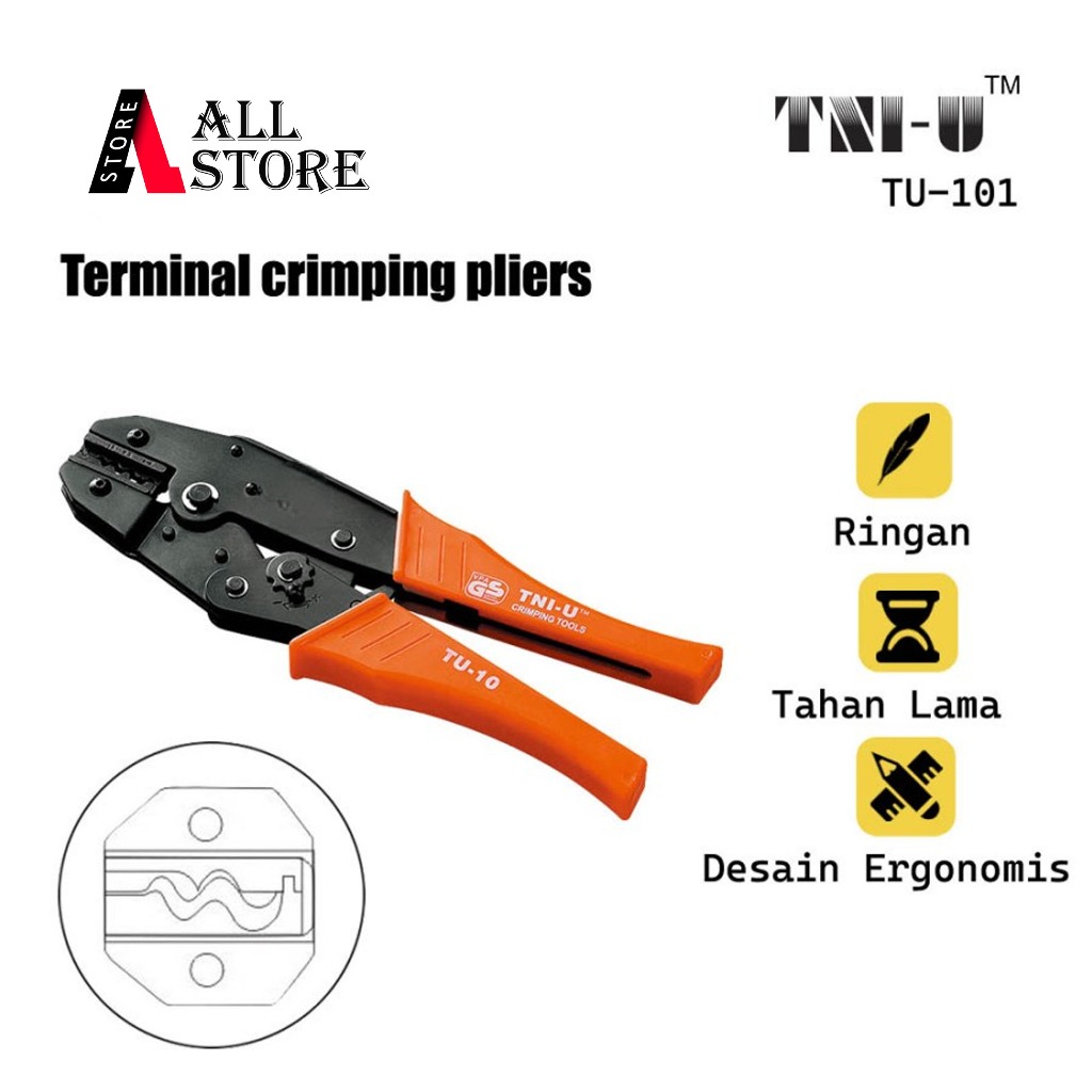 TNI-U TU-101 Terminal Pliers Crimping Crimping Tool (20-18, 16-14, 12-10 1.5, 2.5, 6, 10, 1.25, 2, 5