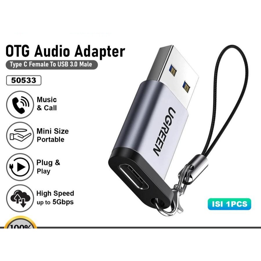 UGREEN อะแดปเตอร์ OTG USB Type C Female เป็น USB A 3.0 Male Max 5Gbps 50533