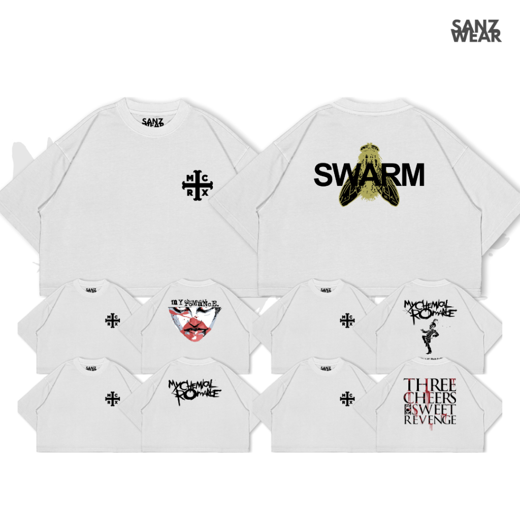 เสื้อครอป SANZ MY CHEMICAL ROMANCE | เสื้อครอป พรีเมี่ยม | ขนาดใหญ่เกินไป สีขาว | หวีคอตตอนพรีเมี่ยม