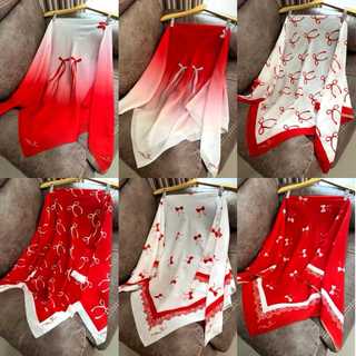 Hijab segiempat motif kemerdekaan merah putih Kerudung voal edisi agustusan