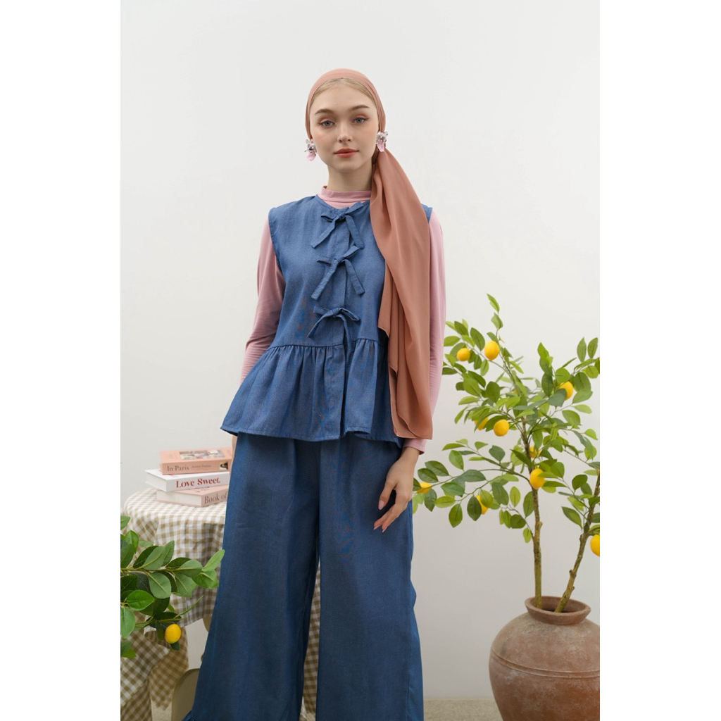 Ichic Midy Denim Outer Pants Ruffle