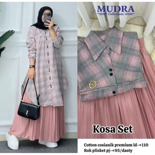 KOSA SET TUNIK MIX ROK PLISKET