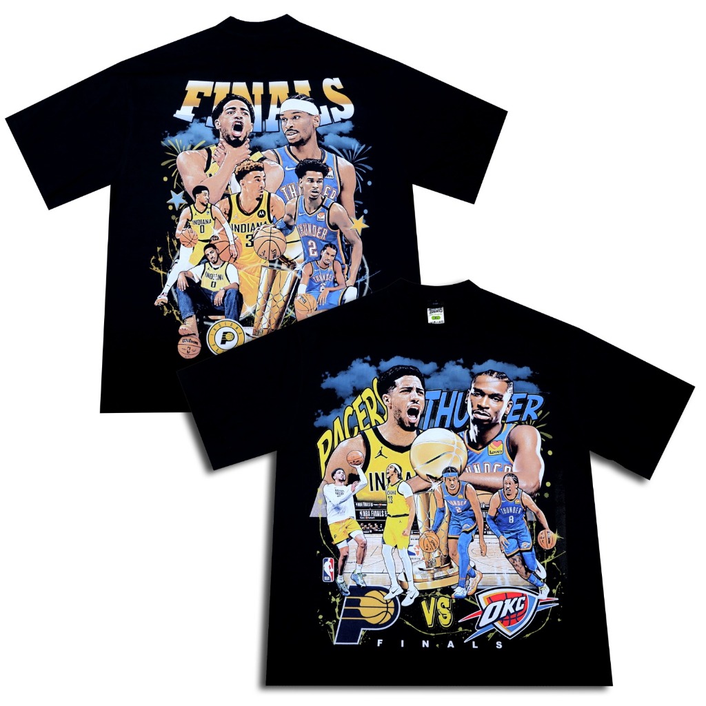 VONSEEY NBA FINAL PACER VS THUNDER SPORT BASKETBALL OVERSIZE COMBED เสื้อยืด 20S สีดํา DTF