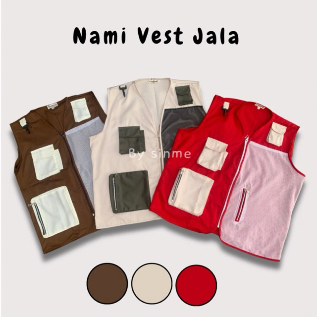 Nami Vest Mesh Sinme/แดงขาว/เสื้อกั๊ก