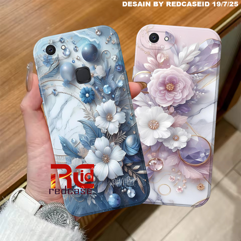 เคสโทรศัพท์ HP ViVo V7 / V7 Plus / Y69 / Y71 / Y83 / Y81 / V5 / V5 Lite - Marble Flower Motif Softca