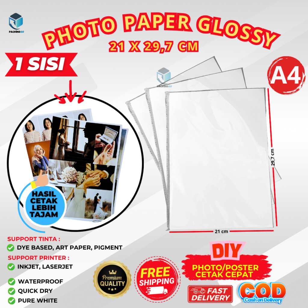 A4 1 ด้านกันน้ํา GLOSSY PHOTO PAPER / WATERPROOF GLOSSY INKJET PHOTO PAPER