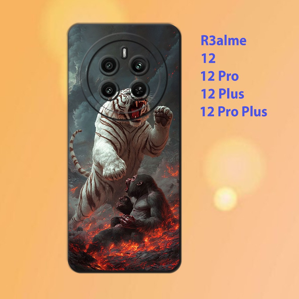 เคส realme 12, Realme 12 Pro, Realme 12 Plus, Realme 12 Pro Plus - ฐานซิลิโคน, สีดํายืดหยุ่น