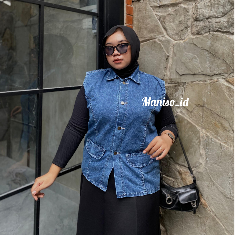 Maniso - Jenny Vest Jeans Bigsize Womens Vest Jeans Jumbo