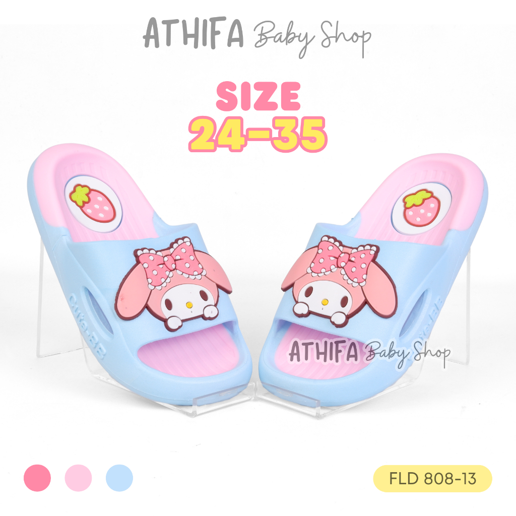 น่ารักและอินเทรนด์ มล รองเท้าแตะยางตัวละครสําหรับเด็กผู้หญิง 3 4 5 6 7 8 9 10 11 ปี ชั้น 808-13 สีฟ้