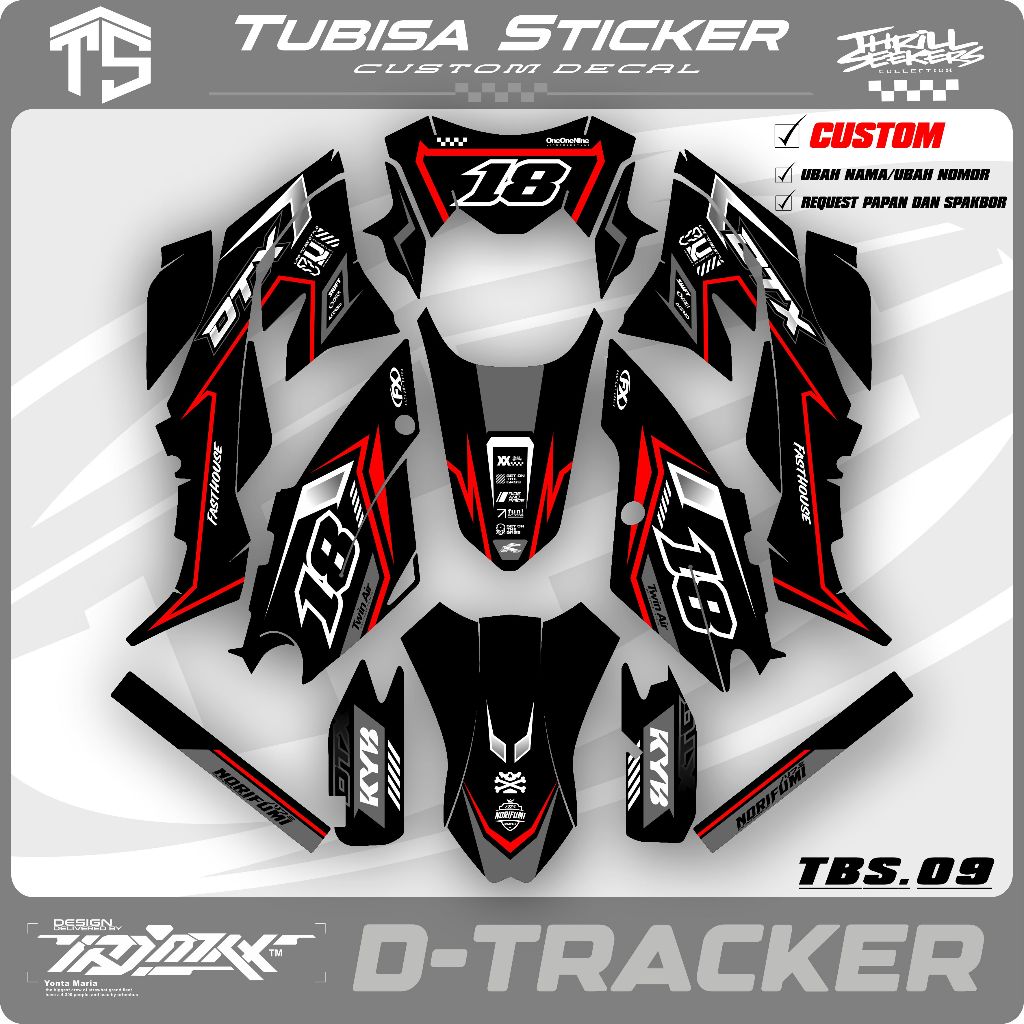 DECAL KAWASAKI DTRACKER - CUSTOM NAME OF FREE N0MOR / DECAL DTRACKER TBS.09