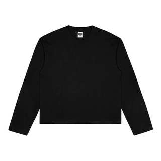Wush Club Baju Kaos Boxy Longsleeve Pria Wanita Oversize Lengan Panjang polos hitam