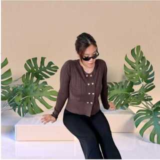 NIKA SWEATER CARDY PREMIUM KANCING AKTIF DOBLE GOLD WANITA LENGAN PANJANG KOREAN STYLE