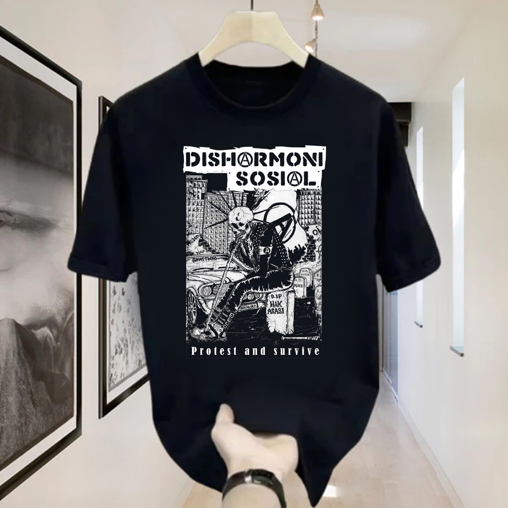 เสื้อยืด Distro 24s ท็อปส์ซูล่าสุด 2024 สําหรับเด็กหญิงและเด็กชาย DISHARMONI SOCIAL RIP HAK ASASI