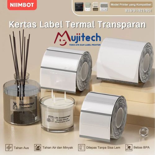 NIIMBOT B21/B1/B3S TRANSPARENT LABEL PRINTING กระดาษกันน้ํา NAME สติ๊กเกอร์ THERMAL LABEL