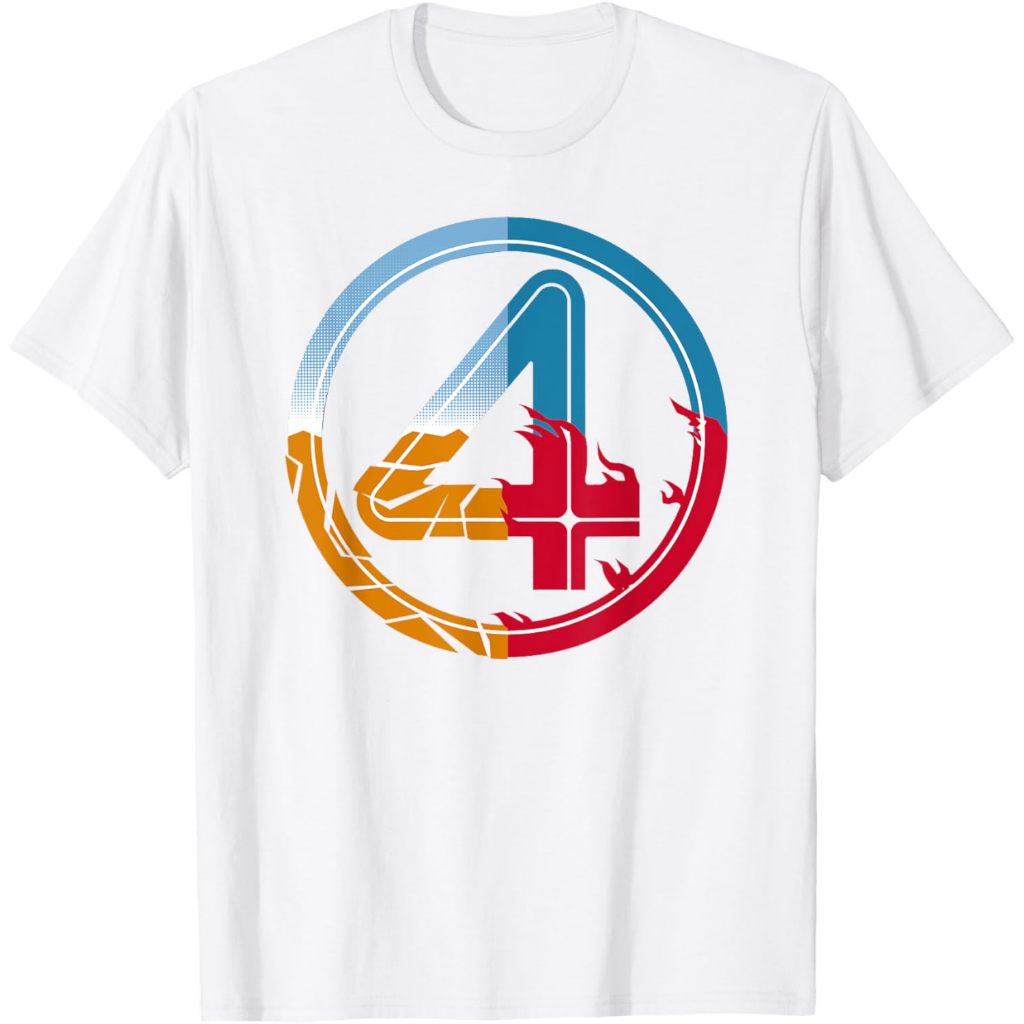เด็กและผู้ใหญ่ของอําพัน 24s Marvel The Fantastic Four: First Steps Super-Powered 4 Logo T-Shirt