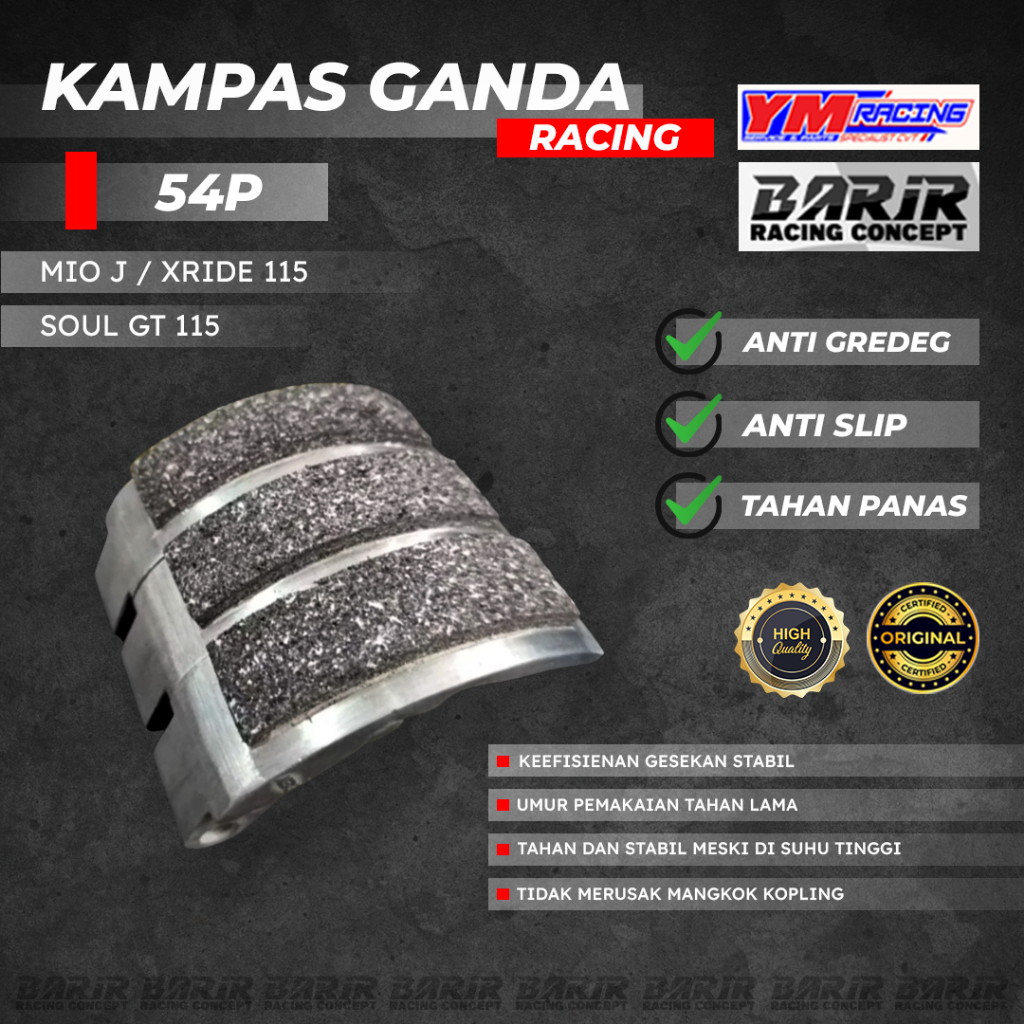 DOUBLE RACING CAMP 54P (MIO J / XRIDE 115 / SOUL GT 115) ANTI SLIP/GREDEG REFLECTIVE ABS AUTOMATIC C