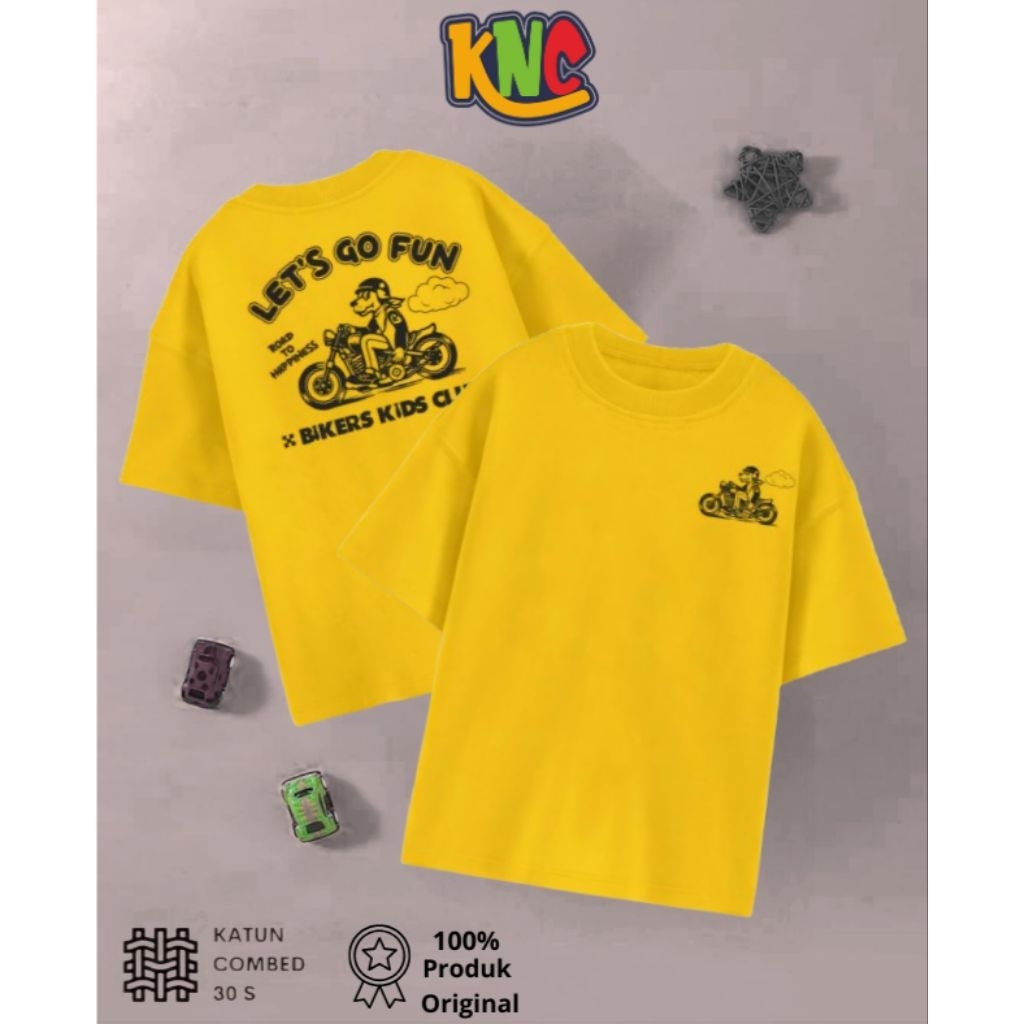 เสื้อยืดเด็กชายโอเวอร์ไซส์ – Guffy Bikers Kids Club | Combed 30s Premium (อายุ 2 - 4 ปี)