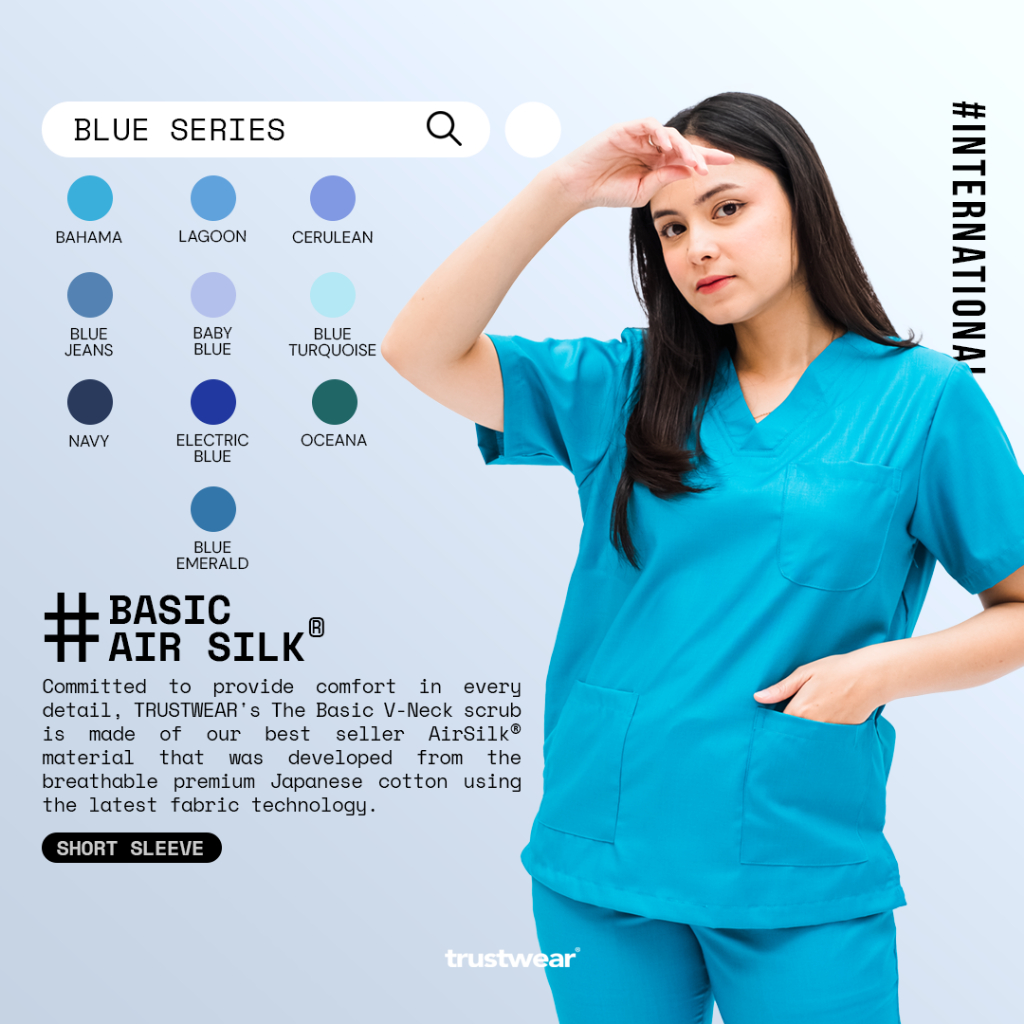 Doctors Scrub/Set OKA OK Nurse/Doctor Short Sleeve Blue Series [ส่งออก]