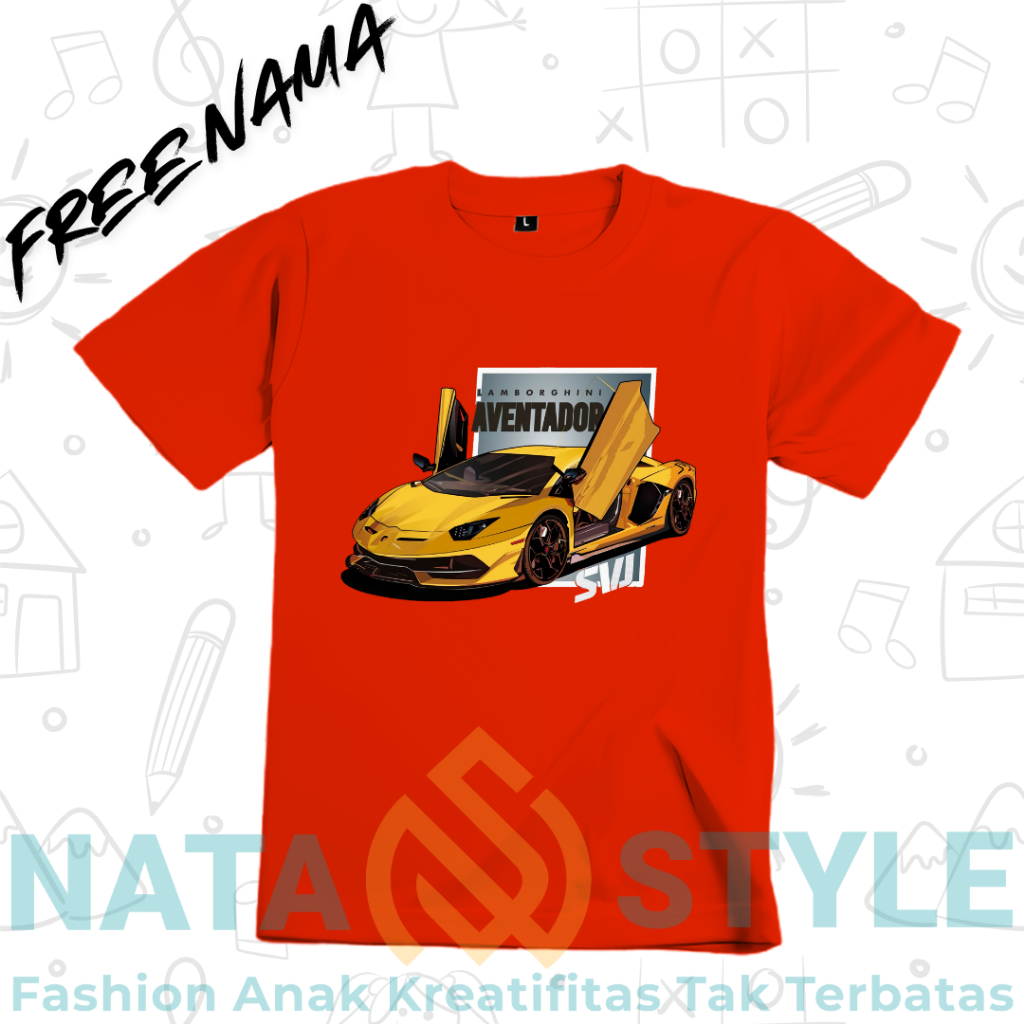 Lamborghini Aventador SVJ I Car เสื้อผ้าเด็ก Lamborghini Aventador SVJ รถเสื้อยืดเด็ก [ฟรี NAME]