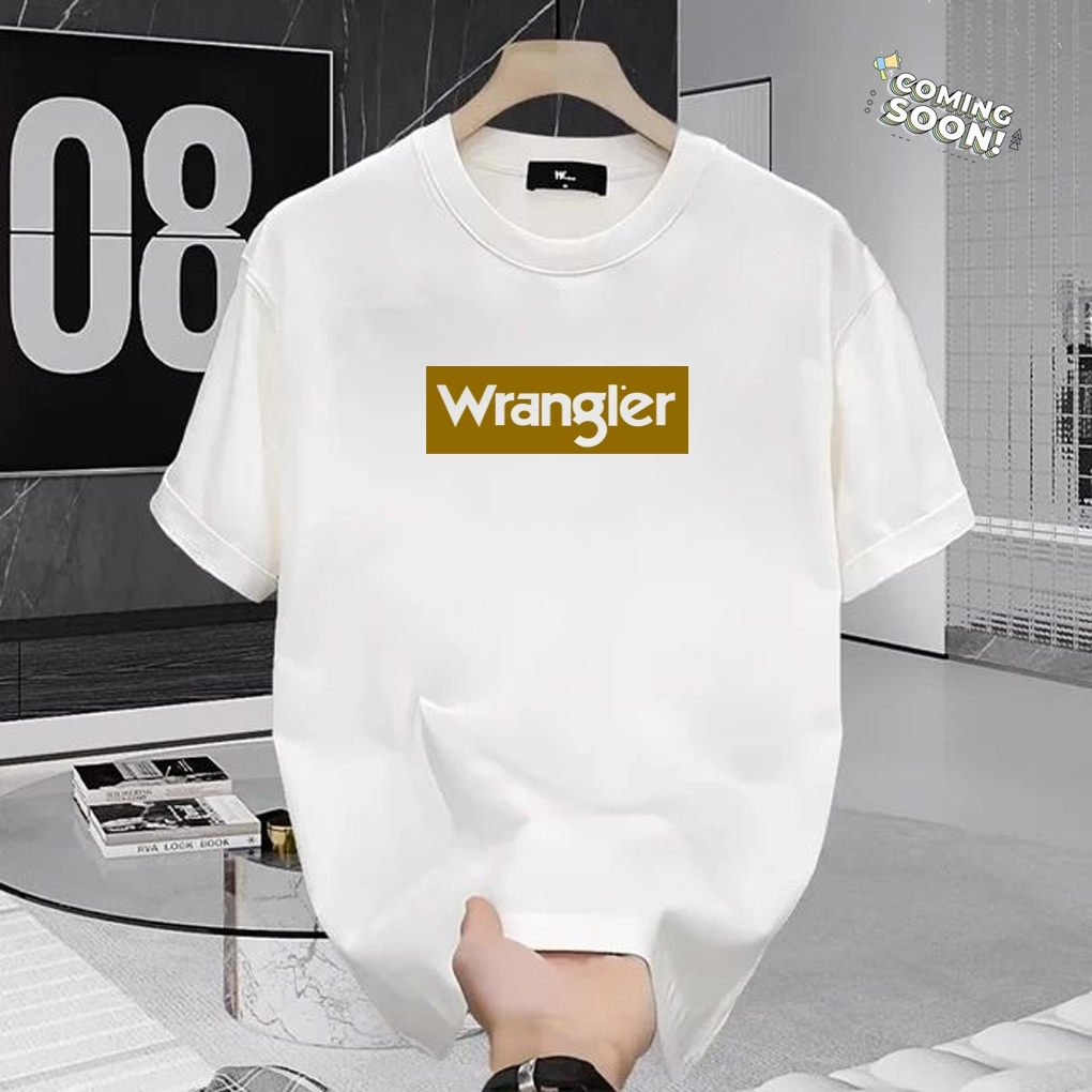 Wangler Block Gold Motif เสื้อยืดแขนสั้นผู้ชายและผู้หญิง