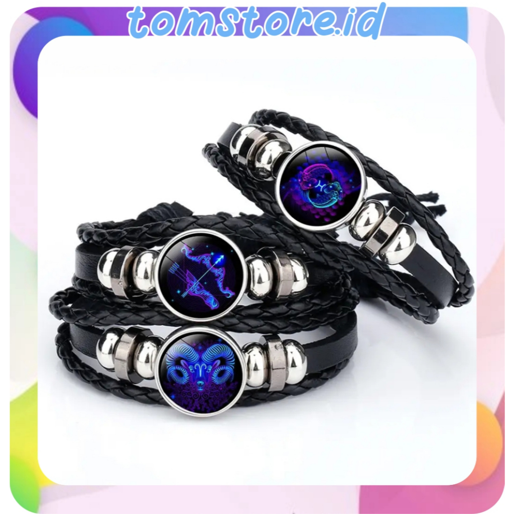 TOMSTORE.ID A004 ZODIAC BRACELET GLOW IN THE DARK UNISEX BRACELET ผู้หญิง BRACELET ผู้ชาย BRACELET เ