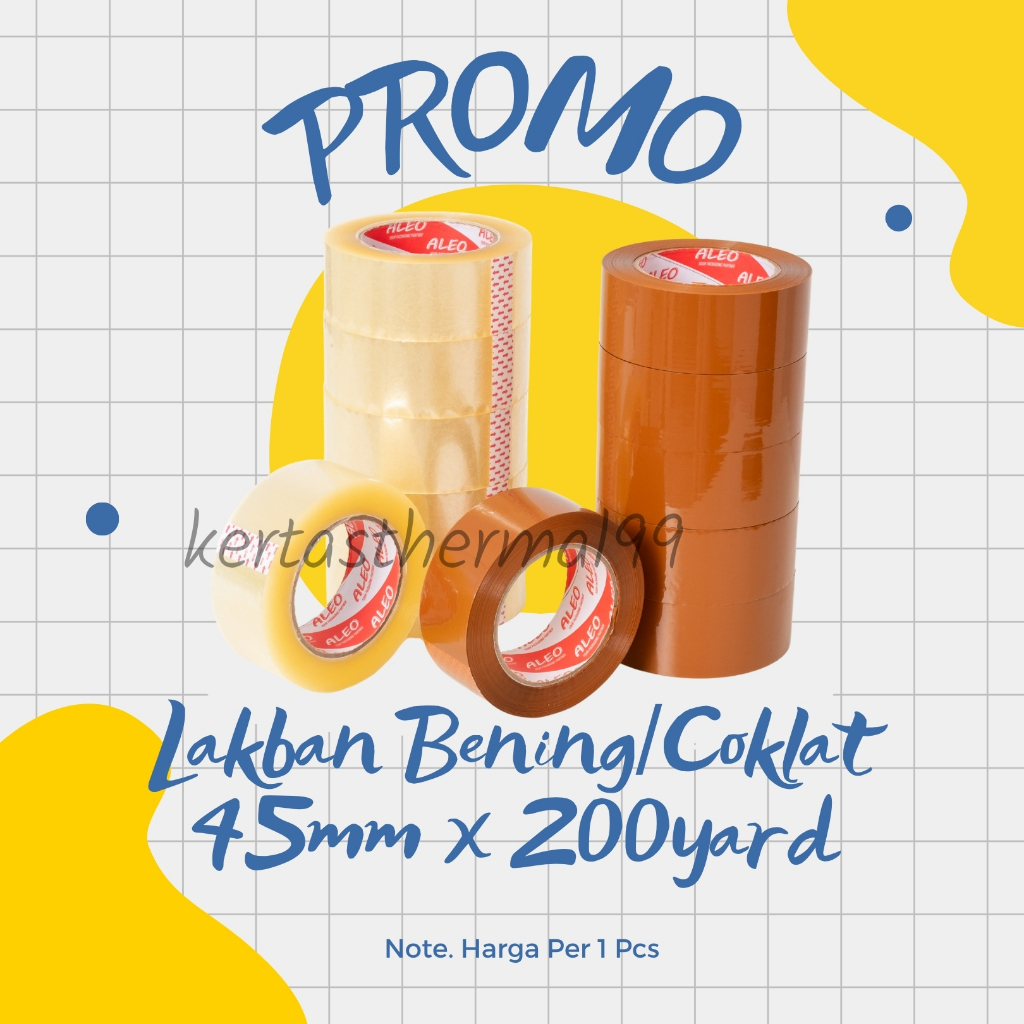เทปท่อใส 45mm x 200 Yard - เทปท่อสีน้ําตาล 45mm x 200 Yard JUMBO ALEO